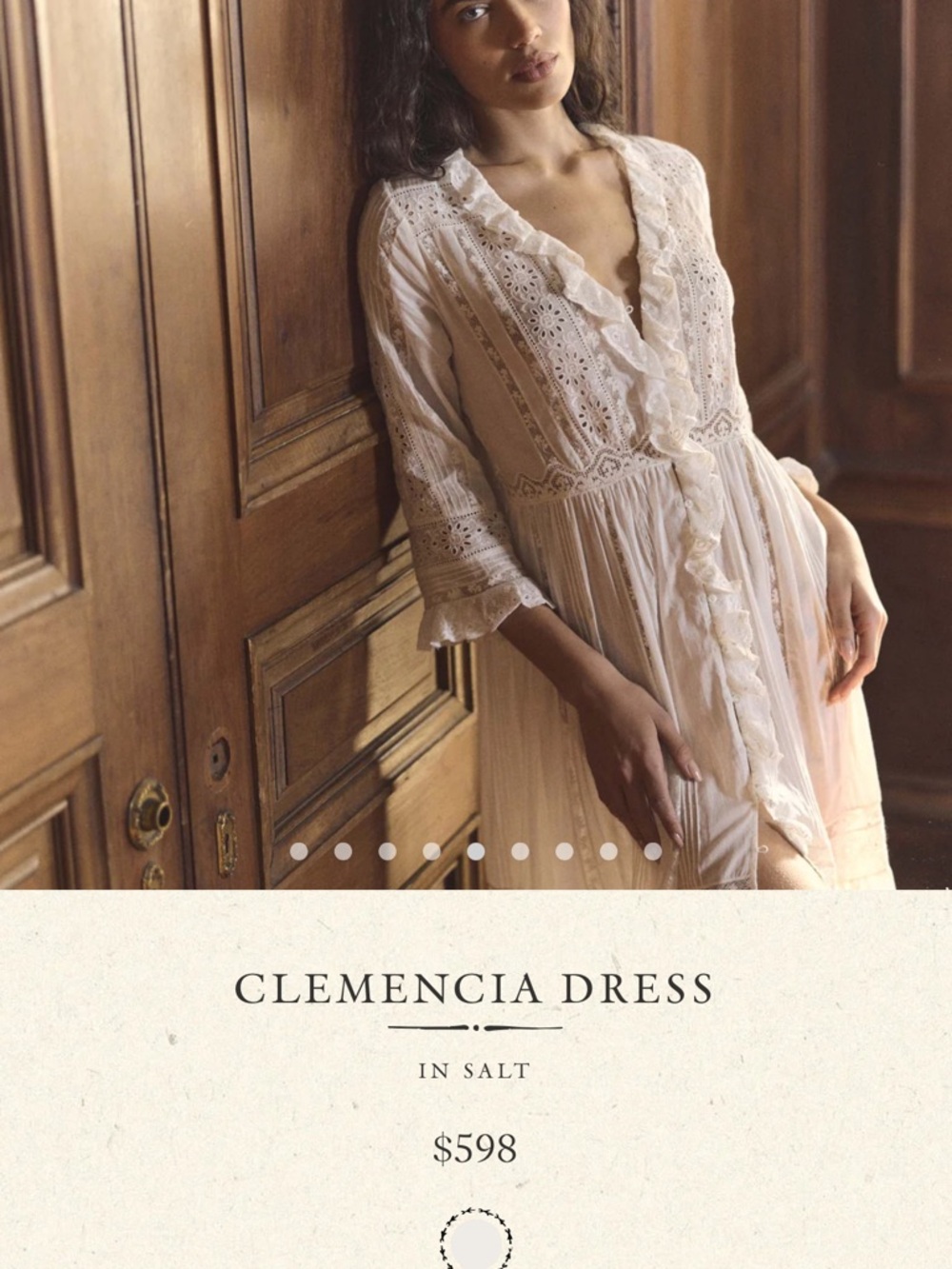 Doen Clemencia Dress in Salt — Cream Lace-Trim Midi